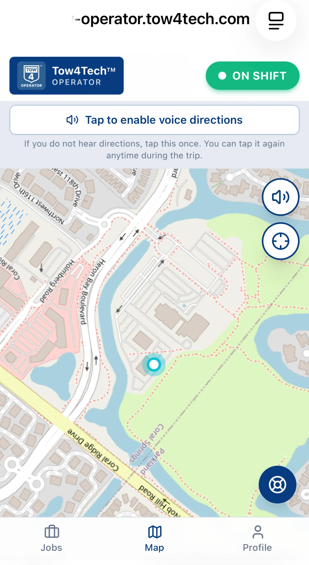 The operator web app open on a phone in the field